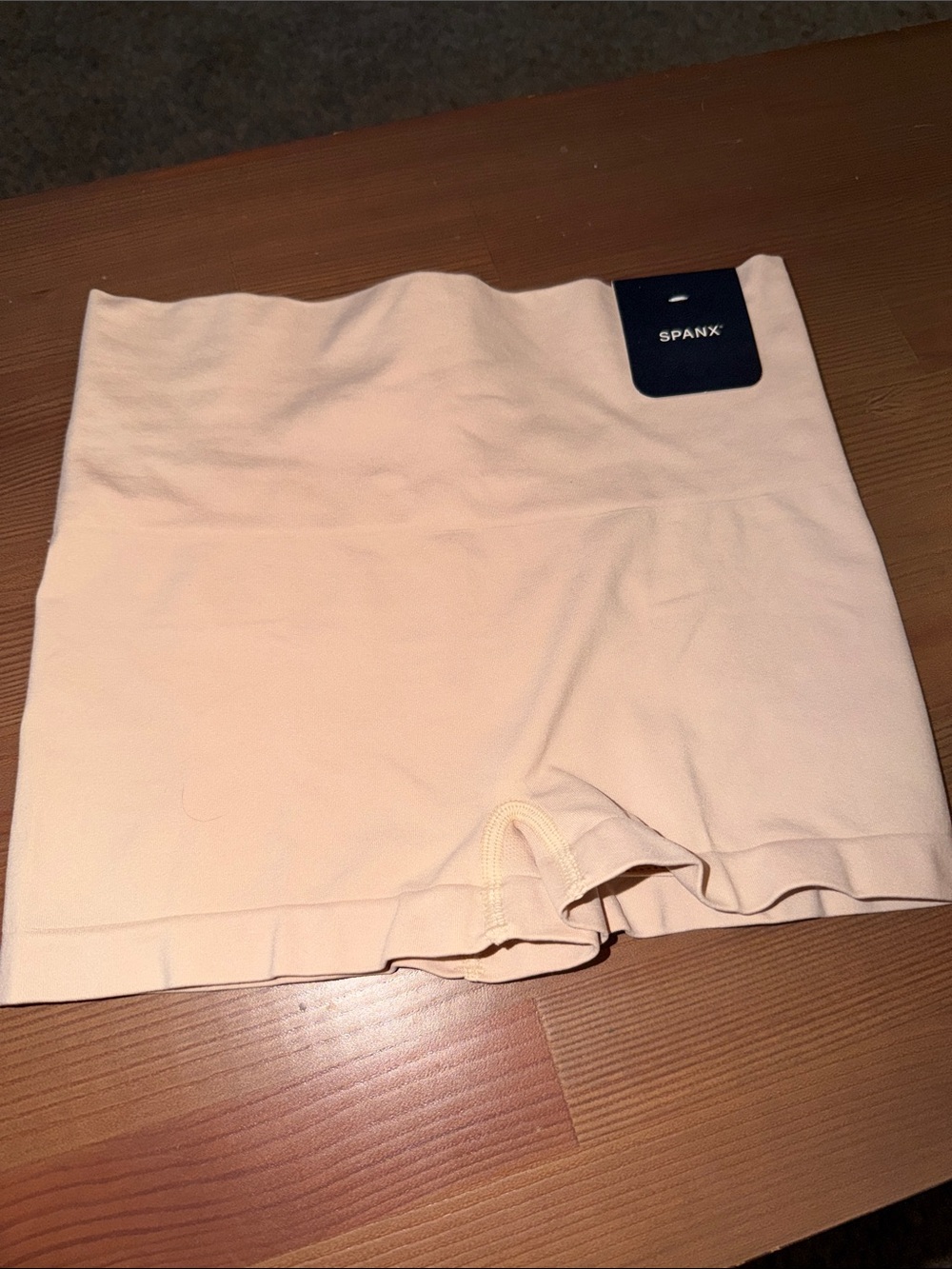 SPANX High-Waist Shaping Bike Shorts in Light Beige